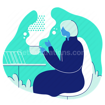 coffee, drink, beverage, desk, woman